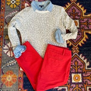 EUC Crewneck Leopard Print Sweater